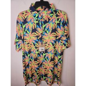 Chubbies The Ocean Flower Performance Polo 2.0 Extra Large Mens Navy Floral
